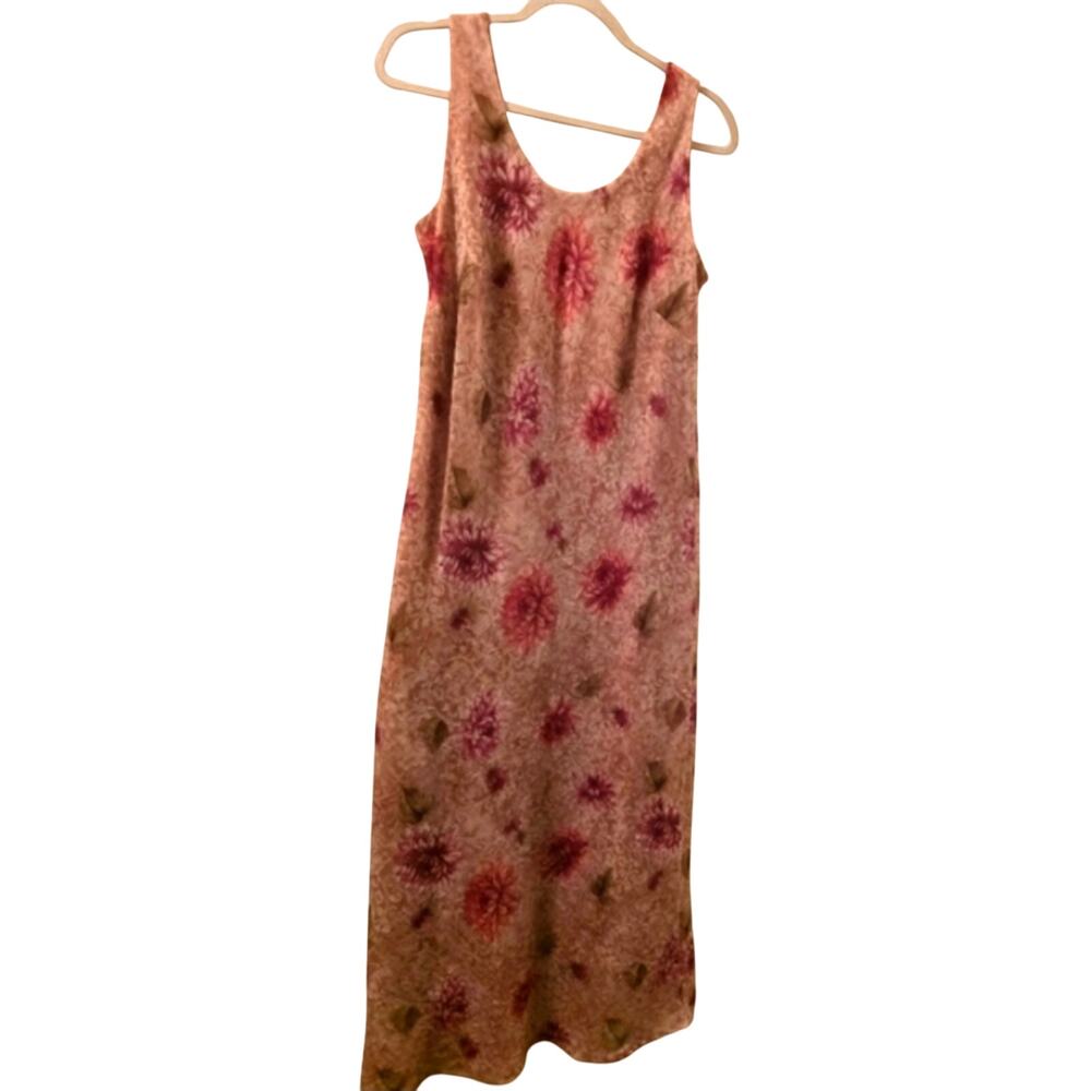 Vtg Y2K 90s K Studio Sleeveless Chiffon Floral Maxi Dress Size 14 Cottagecore